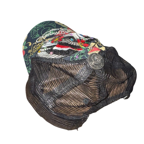 Ed Hardy Christina Aguilera Vibrant Graphic Trucker adjustable baseball Cap Hat - Picture 4 of 10